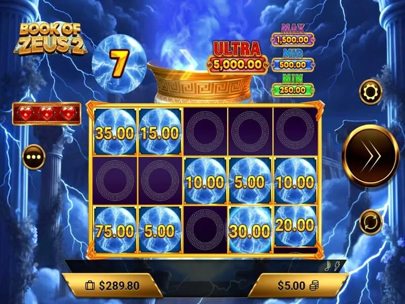 Ставки и авто-игра в Book of Zeus 2