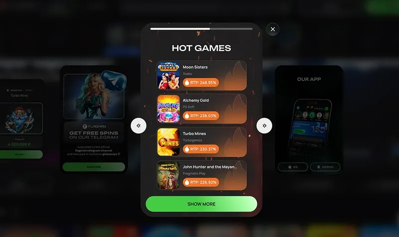 Versions linguistiques du site web Flagman Casino