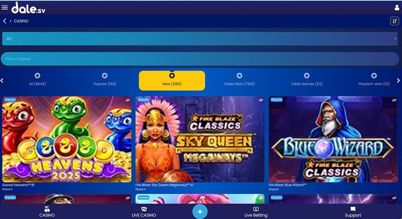 Ключевые особенности казино Dale
