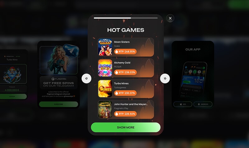 Языковые версии сайта Flagman Casino