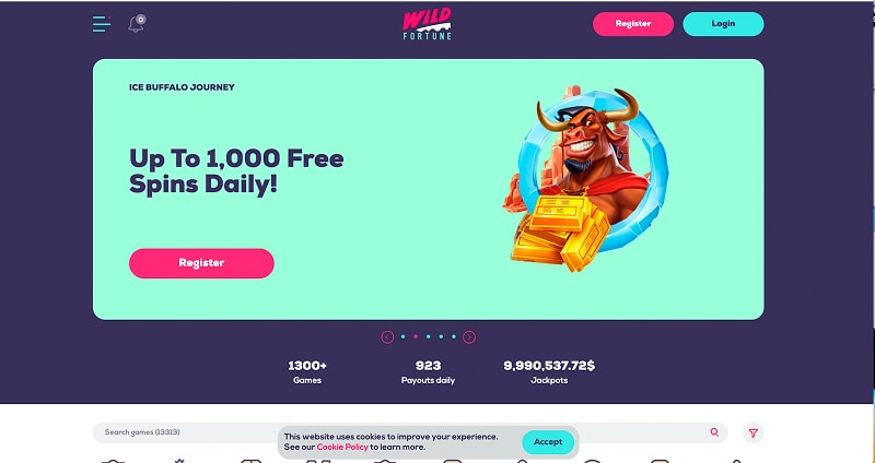 Регистрация в онлайн казино Wild Fortune